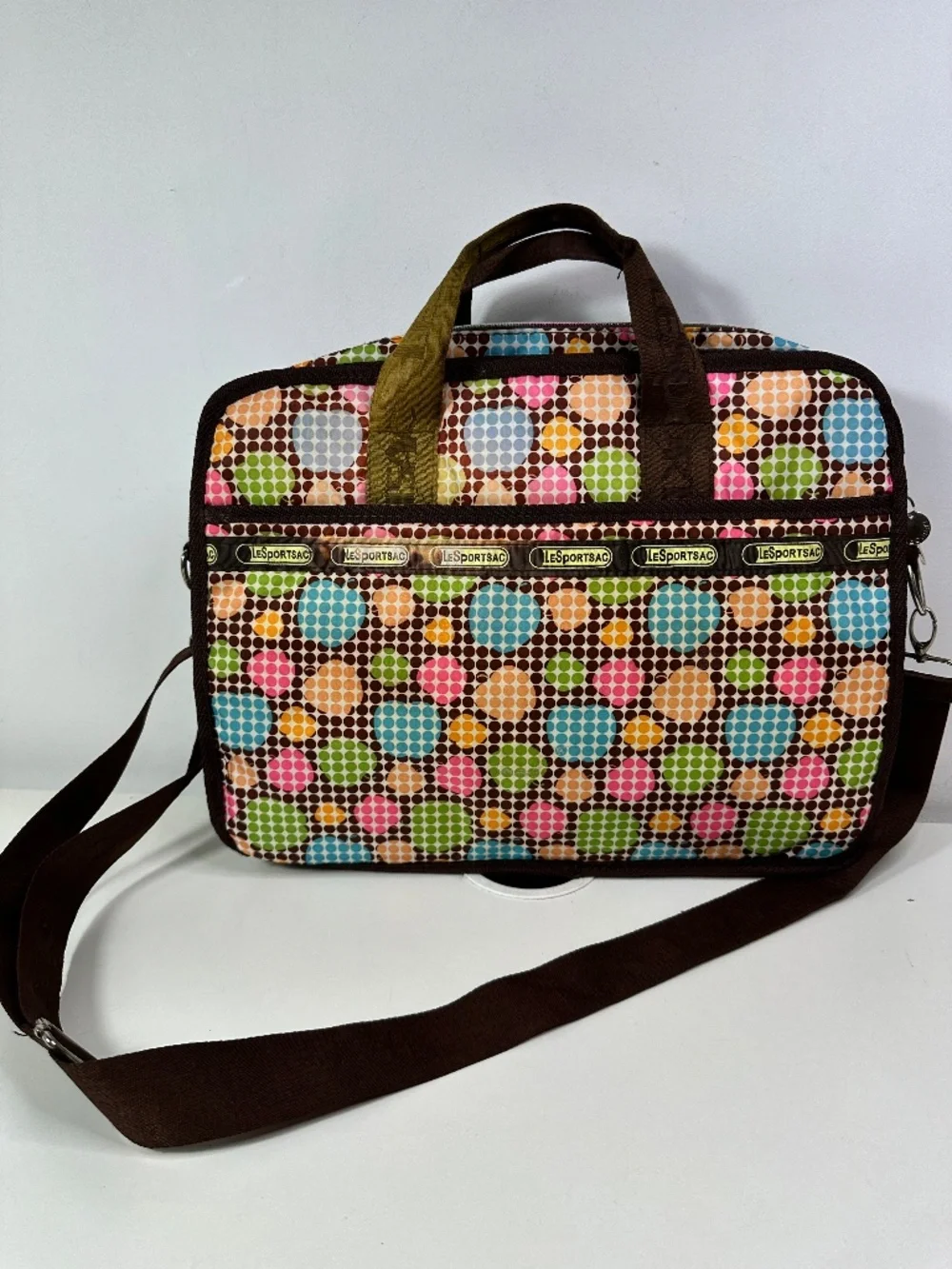 LeSportsac Colorful Crossbody Computer Commuter Bag Lots Of Pockets Zip Close